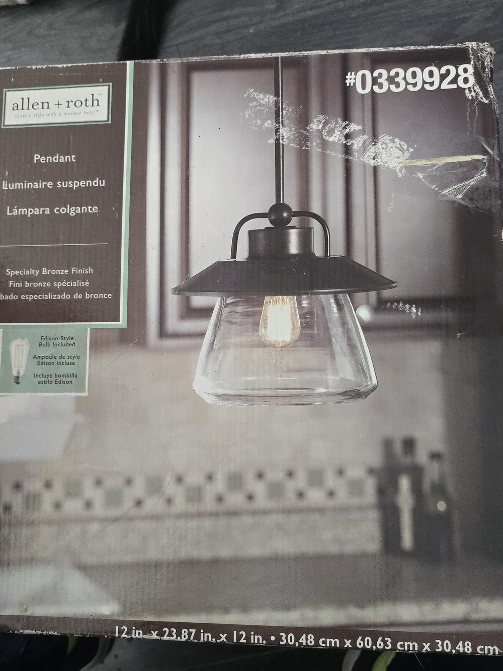 Allen & roth Specialty Bronze Standard Pendant Light - with Clear Glass